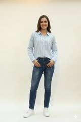Embellished Striped Blue Shirt