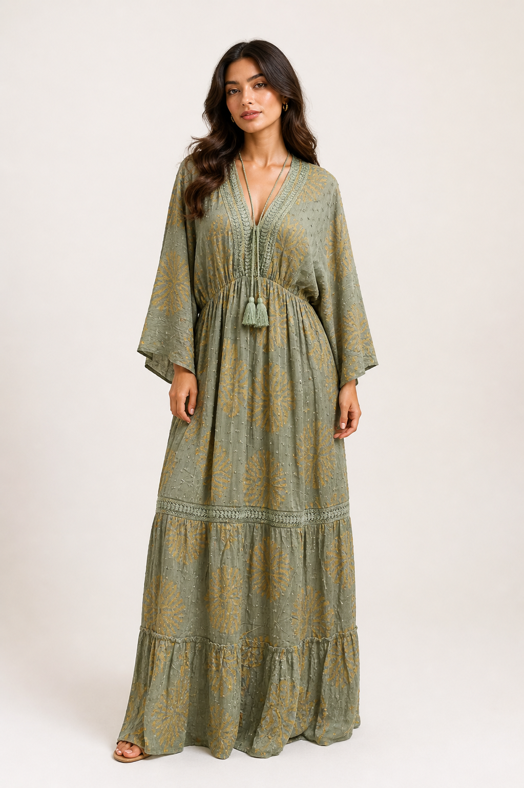 Sage Floral Boho Maxi