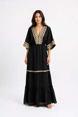 Embroidered Black Boho Maxi