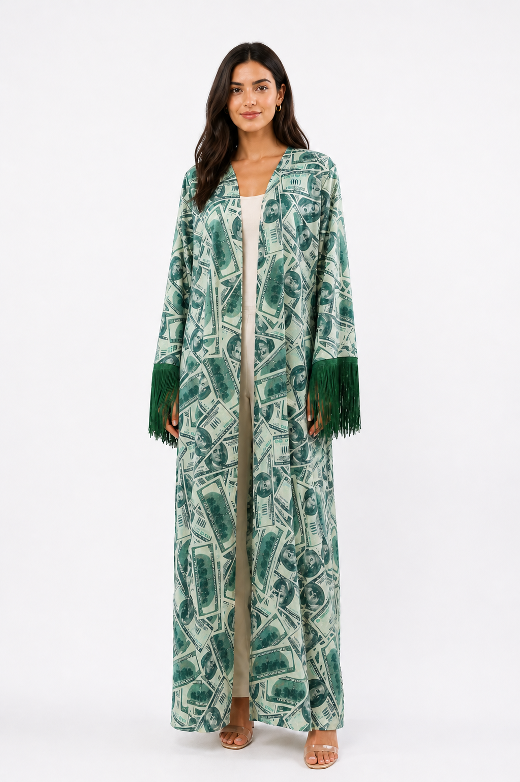 Money Print Fringe Kaftan