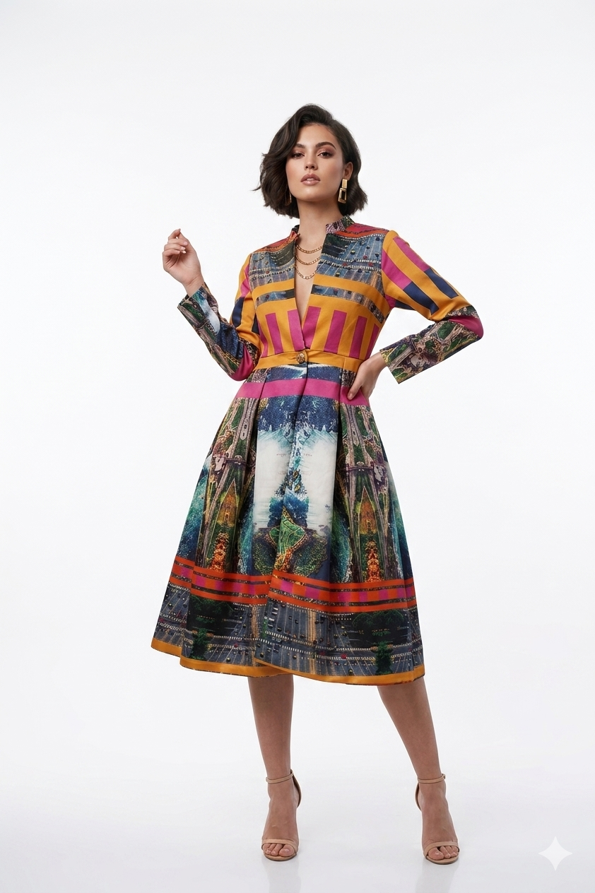Mosaic City Midi Dress