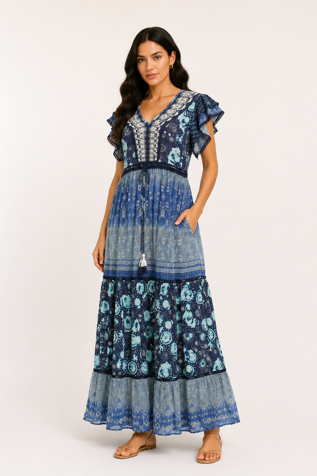 Sapphire Bloom Maxi Dress