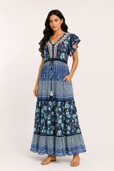 Sapphire Bloom Maxi Dress