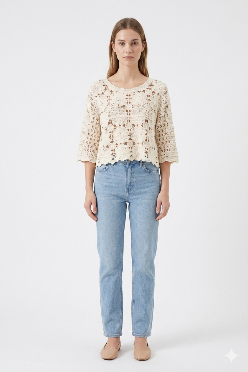 Lily Crochet Bell-Sleeve Top