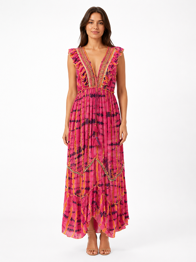 Fuchsia Sunset Maxi Dress
