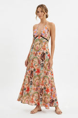 Tropical Garden Halter Maxi Dress