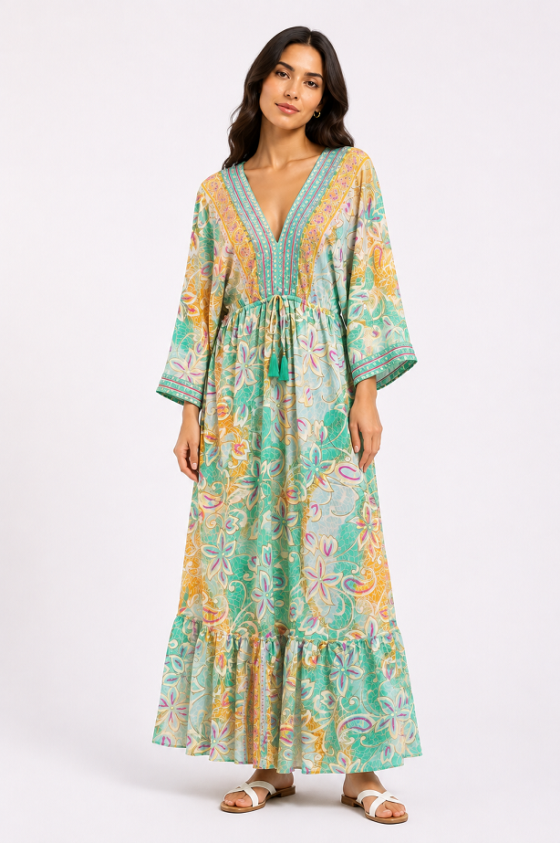 Tropical Bloom Maxi Kaftan