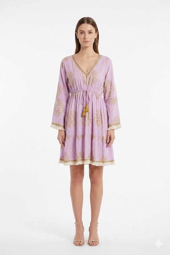FA Embroidered Boho Mini Dress