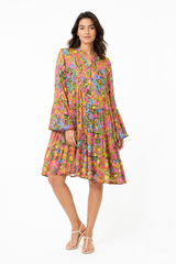 Vibrant Floral Tiered Dress