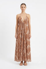 Terracotta Tribal Print Maxi Dress