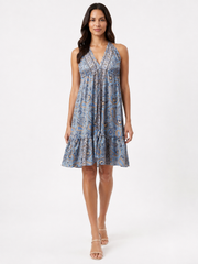 Blue Paisley Halter Dress