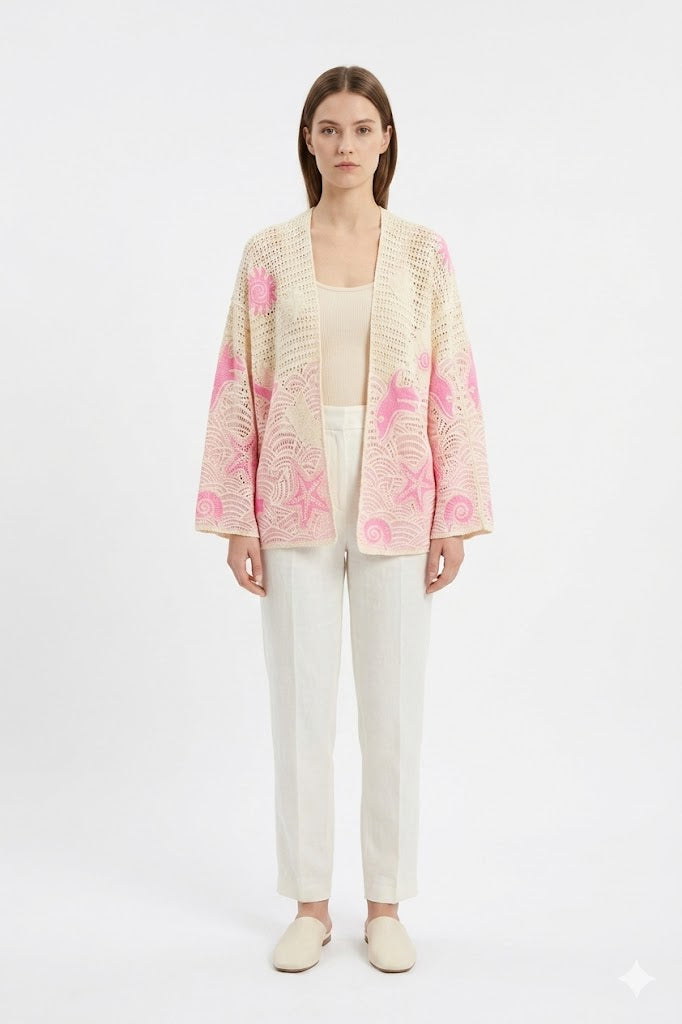 Cream Crochet Beach Kimono