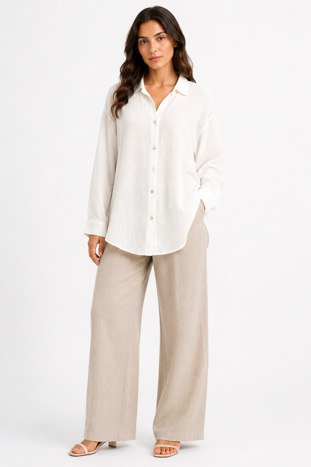 White Textured Oversized Shirt