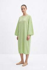 Lime Green Knit Midi Dress