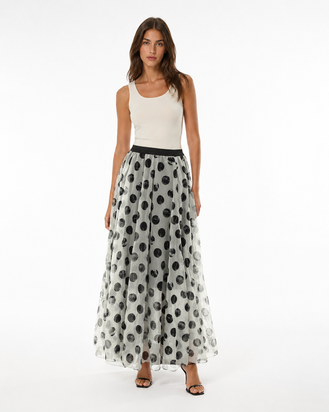 Polka Dot Tulle Maxi Skirt