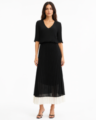 Noir Pleated Midi Dress