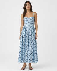 Blue Polka Dot Midi Dress