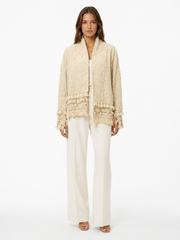 Ivory Textured Fringe Jacket