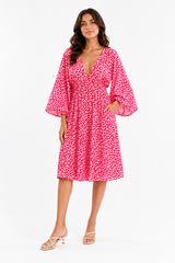 Fuchsia Leopard Midi Dress