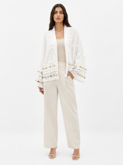 Coin-Trim Fringe Jacket