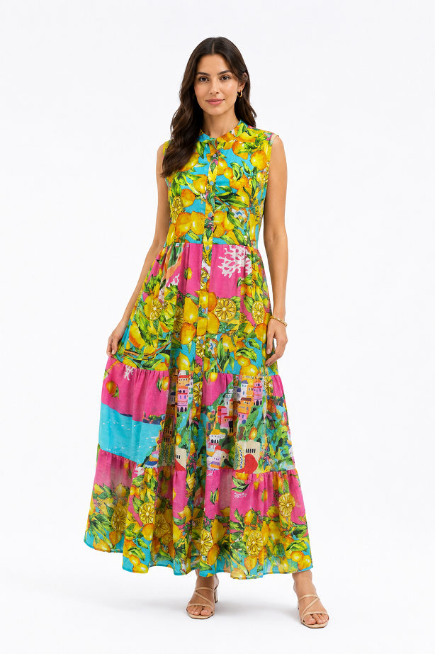 Amalfi Lemon Maxi Dress