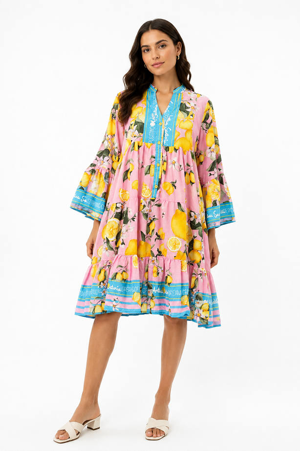 Pink Lemon Garden Tiered Dress