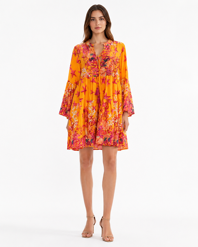 Coral Reef Boho Mini Dress