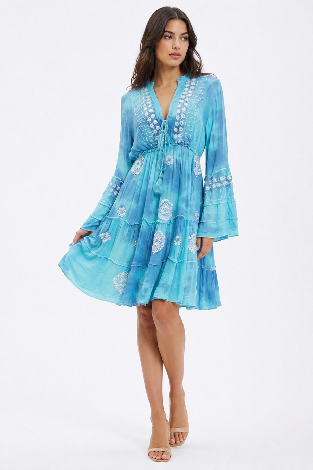 Azure Breeze Embroidered Dress