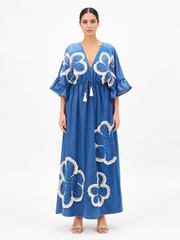 Floral Denim Maxi Dress