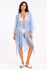 Azure Shimmer Fringe Kimono