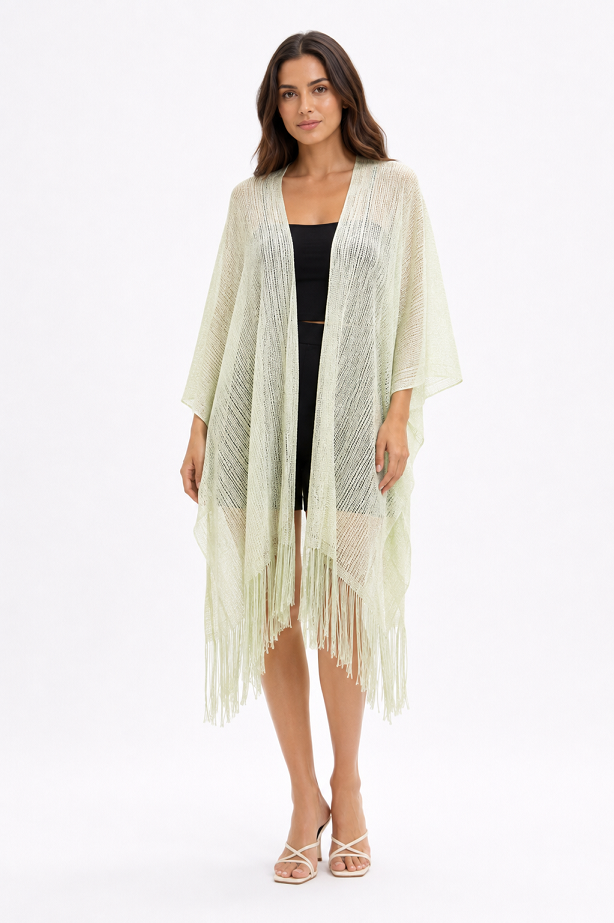 Mint Breeze Fringe Kimono